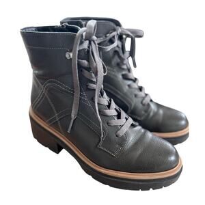 Naturalizer Abbott Dark Brown & Tan Lace Zip Up Military Combat Boot